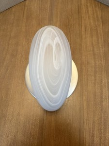 Satin Nickel Teardrop Alabaster Glass Wall Sconce approx. 8"H