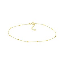 2mm Textured Bead Station Ankle Anklet Chain REAL 14K Yellow Gold 10"