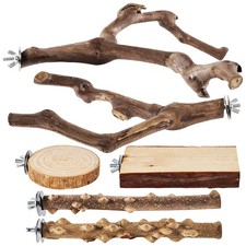 Parrot Perch 6 Pieces Wooden Anti-Slip Climbing Toys Bird Perches