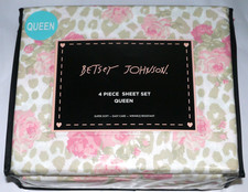 NEW Betsey Johnson 4 Pc Queen Sheet Set Rose Roses Flowers Leopard