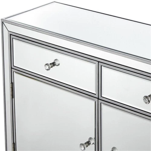 Elegant Decor Reflexion 2 Door Mirrored Nightstand in Antique Silver - Picture 9 of 12
