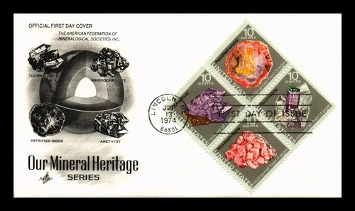 DR JIM STAMPS US COVER OUR MINERAL HERITAGE SERIES FDC SETENANT ARTCRAFT