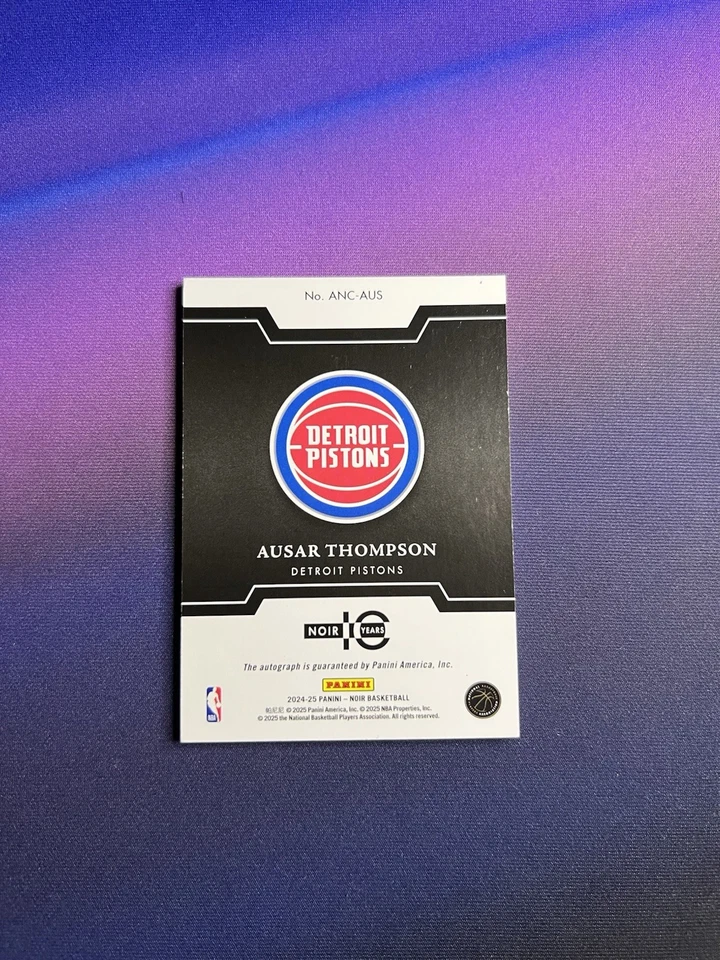 2024 Panini Noir Ausar Thompson Auto Color /99 Pistons - Image 2 of 3