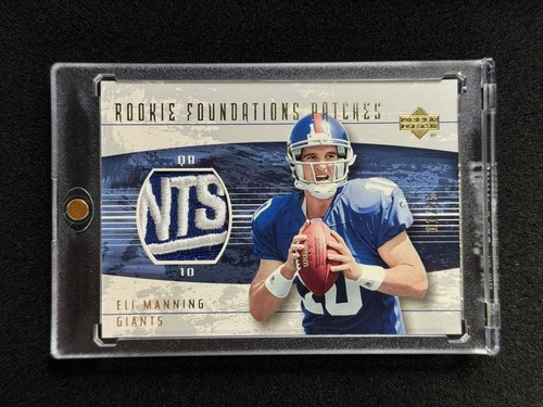 ELI MANNING 2004 UPPER DECK #/25 ROOKIE FOUNDATIONS PATCH Gold Giants Logo Worn