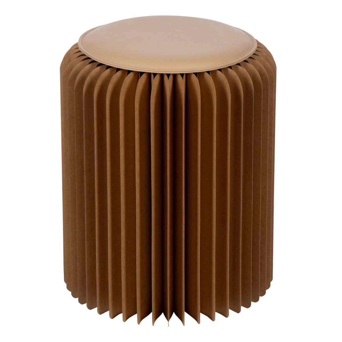 Pouf pliable en papier Lily camel 42cm pour salon moderne