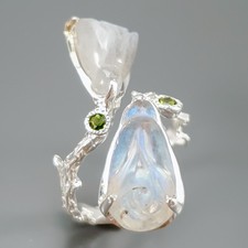 Handmade 12 ct Natural Labradorite Ring 925 Sterling Silver Size 9 /R438729