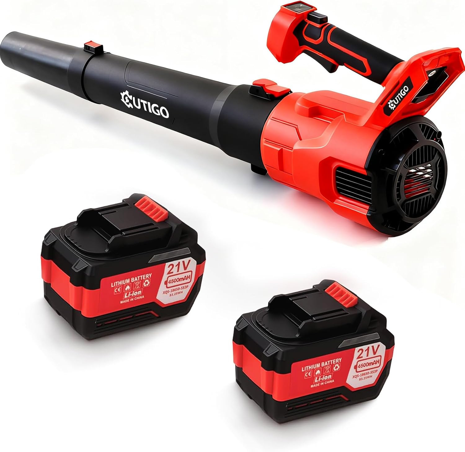 Soffiatore a Batteria 21V con 2 Batterie 4.5 Ah - Potenza Professionale 49 m/s