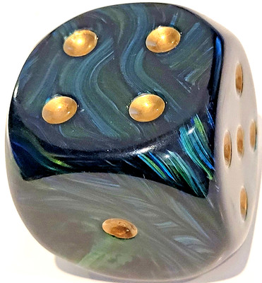 Chessex 50mm D6 Scarab Jade with Gold DC5005 New Green Die Large Counter Dice