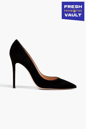 RRP €745 GIANVITO ROSSI Leather Court Shoes US11 UK8 EU41 Black Made in Italy