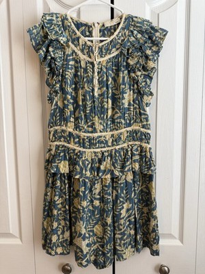 ULLA JOHNSON $445 Romper Endah Playsuit Cinched Tie Blue Beige Floral Spring 6
