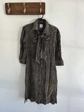 Halston Heritage Dress US 4 (Aus 8) 100% Silk Brown Classic Workwear Neck Tie