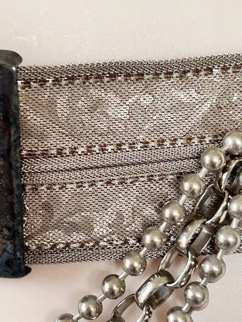 Ремень Streets Ahead винтажный серебристый с цветочным тиснением кожаные цепи антикварные этнические - Изображение 4 из 4