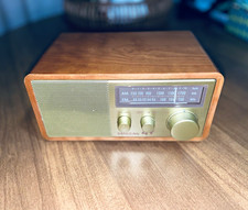 Sangean WR-11SE AM/FM Tabletop Radio Wood Cabinet Brown/Gold AUX In Headphone