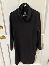 women's black turtleneck sweater dress pockets NWT clara sun woo size L