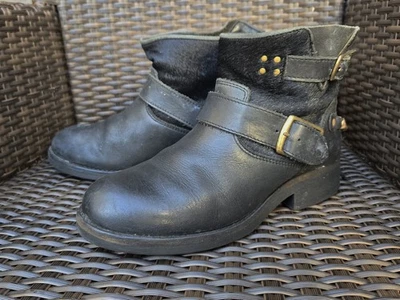 (M053 982) 🖤 Bottines Biker KOAH en cuir noir – Chaînes & boucles – Pointure 37 - Photo 1/4