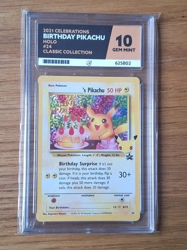 Pokemon Pikachu Birthday Card 24-Holo Celebrations Ace 10