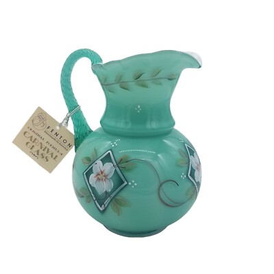 Fenton 75th Anniversary Green Pitcher Diamond Jubilee Original Tag