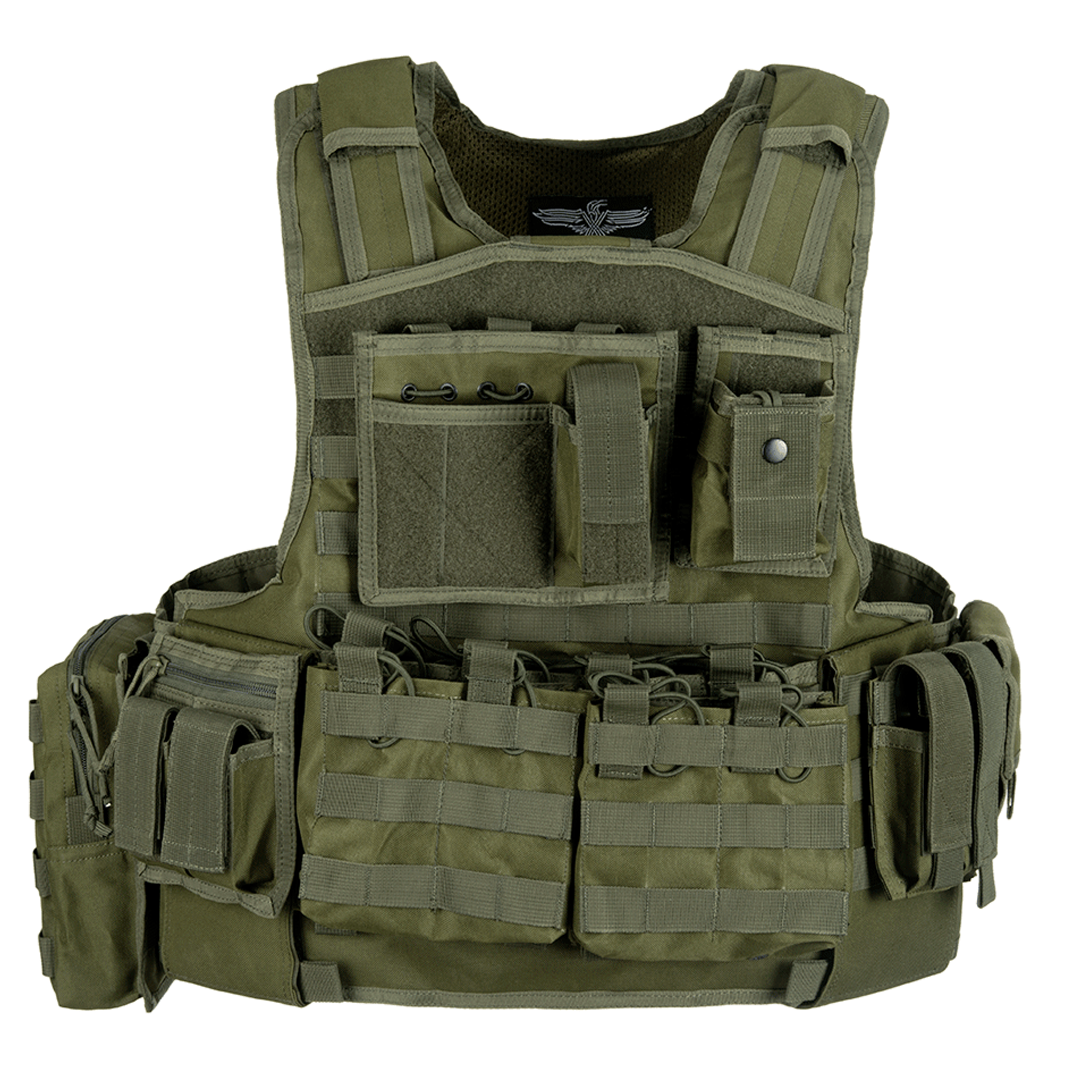 Invader Gear Mod Carrier Combo Molle Vest SAPI OD Green Loaded Airsoft Pouches