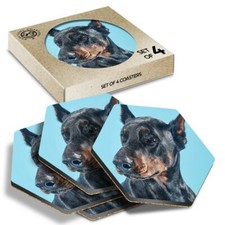4 x Hexagon Coasters - Doberman Dog Portrait Puppy #3240