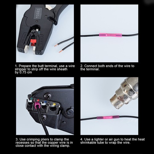200Pcs Waterproof Terminal Heat Shrinkable Middle Takeover Crimping Pliers set - Picture 9 of 12