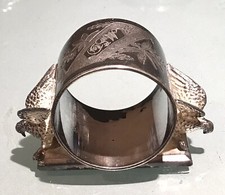 Vintage Antique Meriden Silver Plated Monogrammed Napkin Ring Holder Old Decor