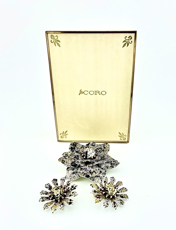 Coro Brooch Earrings Vintage In Original Box