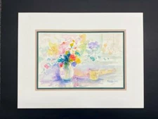 Original Millie Van Sickle Still Life Floral Watercolor Art Painting Signed