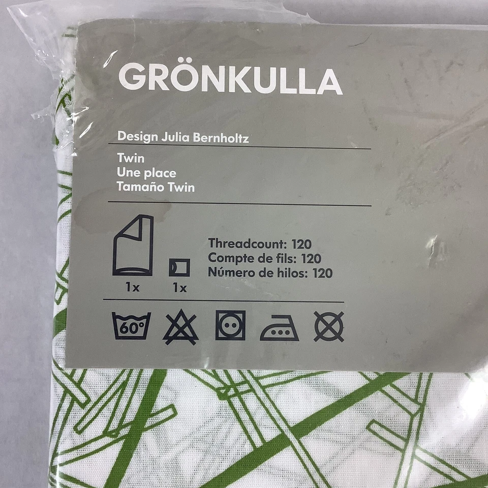 Funda nórdica doble Ikea verde blanco Gronkulla mediados de siglo moderna nueva Foto 4 de 4
