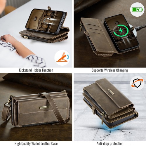 Strap Leather Wallet Phone Case For iPhone 16 15 14 13 12 11 Pro Max 7 8 SE XR - 第 44/65 張圖片