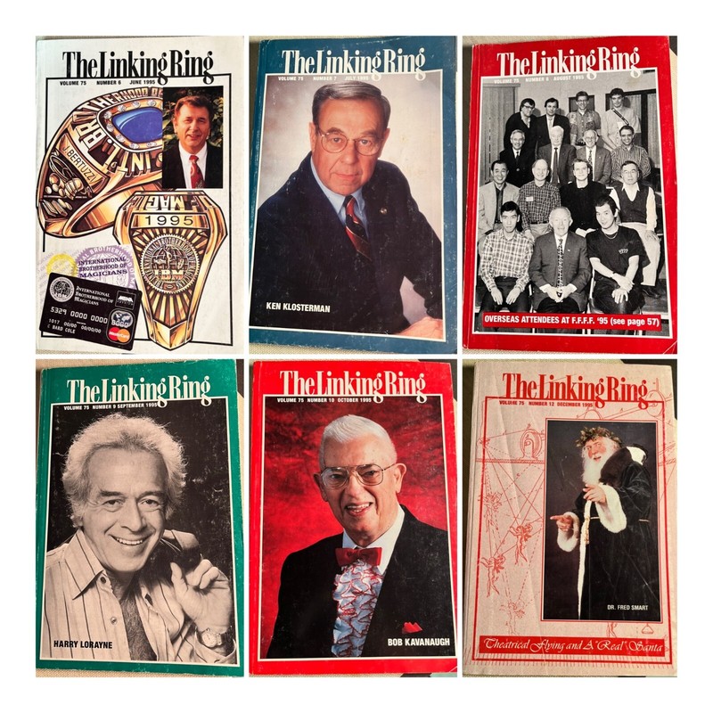 The Linking Ring Magic & Magician Magazine 1995 # 6, 7, 8, 9, 10, 12