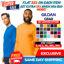 GD180 Gildan G540 Mens Long Sleeve Heavy Cotton Crew Neck Printable Fit T-Shirt