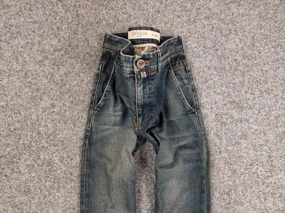 Siviglia Premium Designer Fabric Faded Denim Jeans - Image 3 of 4