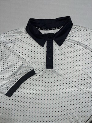 Kenneth Cole Golf Polka Dot Print Polo Shirt Men's White Sz 3XL Performance  NWT