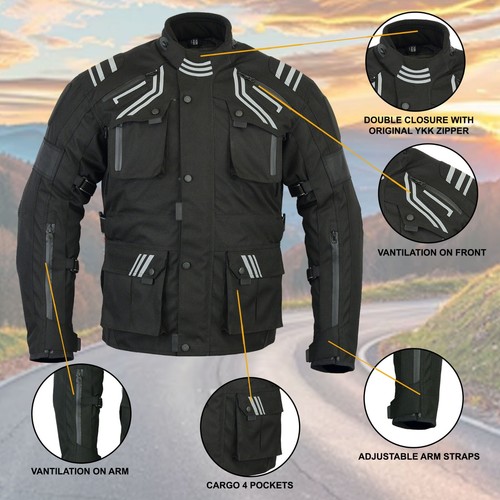 BGA Adventure Chaqueta de Turismo Impermeable Para Hombre Abrigo de Motocicleta CE Blindado - Imagen 12 de 12