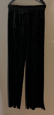 Three Eighty Two Black Rylan Split Pants XS Leg Slit Wide Leg Velour Velvet New