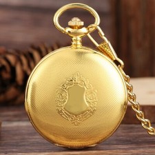 Luxury Gold Tone Shlied Royal Mechanical Automatic Pocket Watch with Chain Gifts