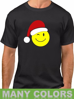 Emoticon Santa T-Shirt Christmas Xmas Tee Present Gift Funny Emojis Shirt