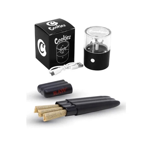 raw three tree cone case holder +rechargeable electric grinder - product listing photo