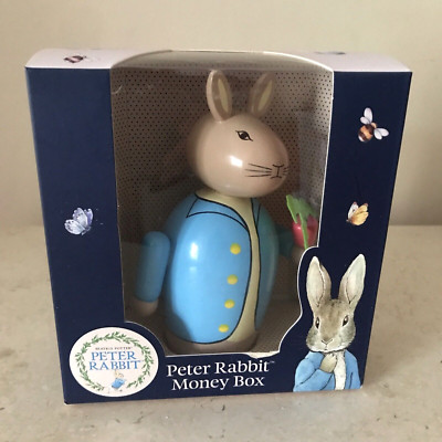 Peter Rabbit Spardose Beatrix Potter Holz Kinder Geschenk Neu in OVP