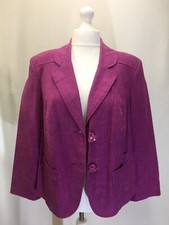 Women's Linen Mix, Short Length Plum Red Smart Jacket. Size 18. M&co Brand.