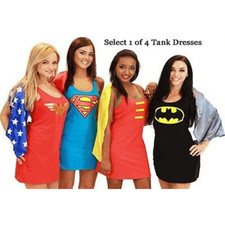 DC Comics Halloween Cosplay Costume Wonder Women Robin Red Tank Dress w/ Cape