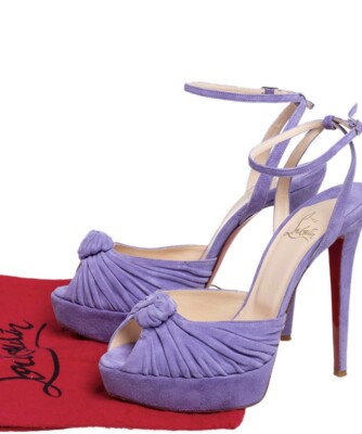 Christian Louboutin パープル サンダル 35 Christian Louboutin Purple Suede Knotted Greissimo Platform