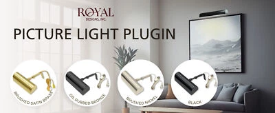 Royal Designs, Inc. Plugin Dimmable LED Picture Light, Multiple Sizes and Colors