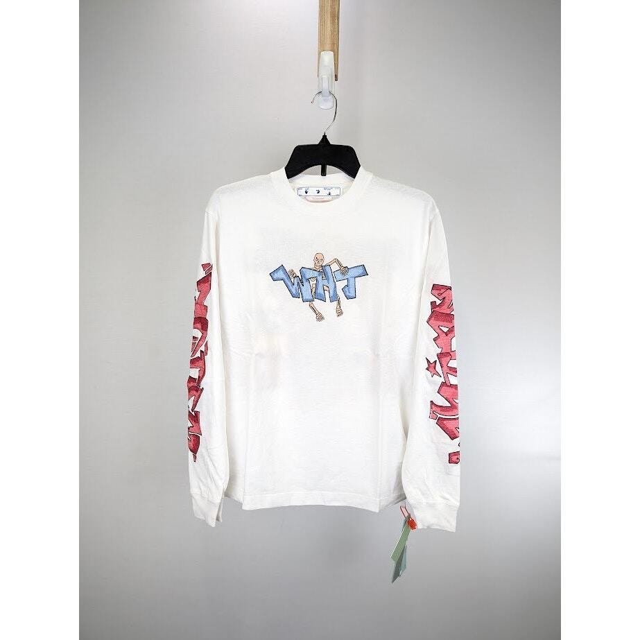 Off White Graff Pup Skate Long Sleeve T-Shirt in White Multicolor