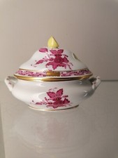 Herend Deckeldose kleine Deckel Terrine Apponyi Purpur 6017/AP 1. Wahl Zitrone
