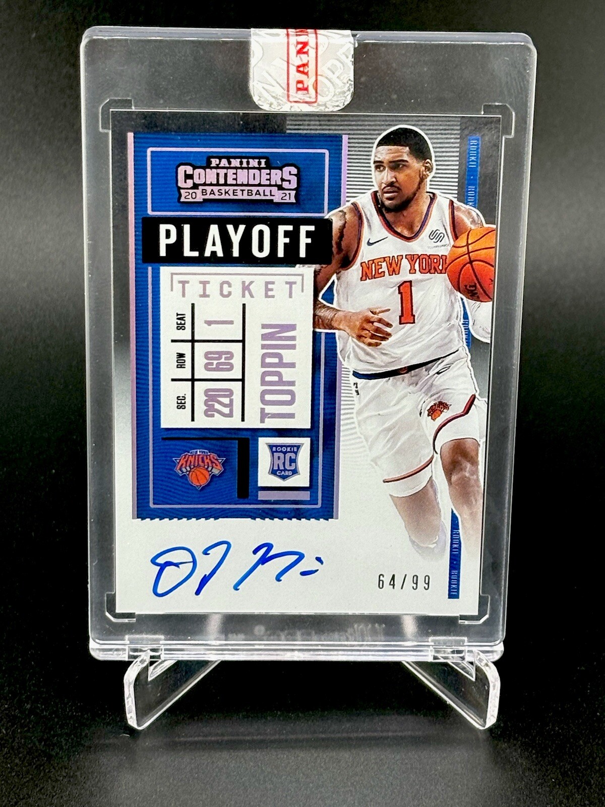 2020 Panini Contenders Obi Toppin Rookie Playoff Ticket Auto 64/99 Rc