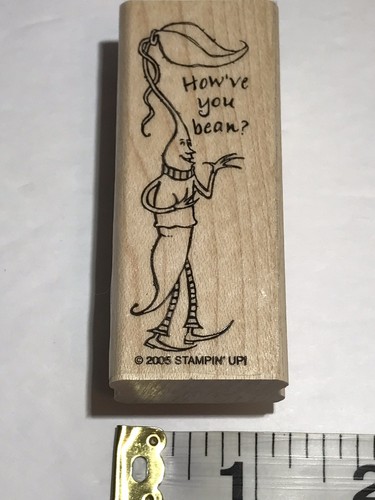 Stampin Up 2005 Stew Pot Pals How’ve You Bean Wood Stamp - Picture 3 of 4