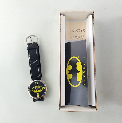 Vintage 1989 Fossil Batman Logo Bat Signal Watch In Original  display picture 3