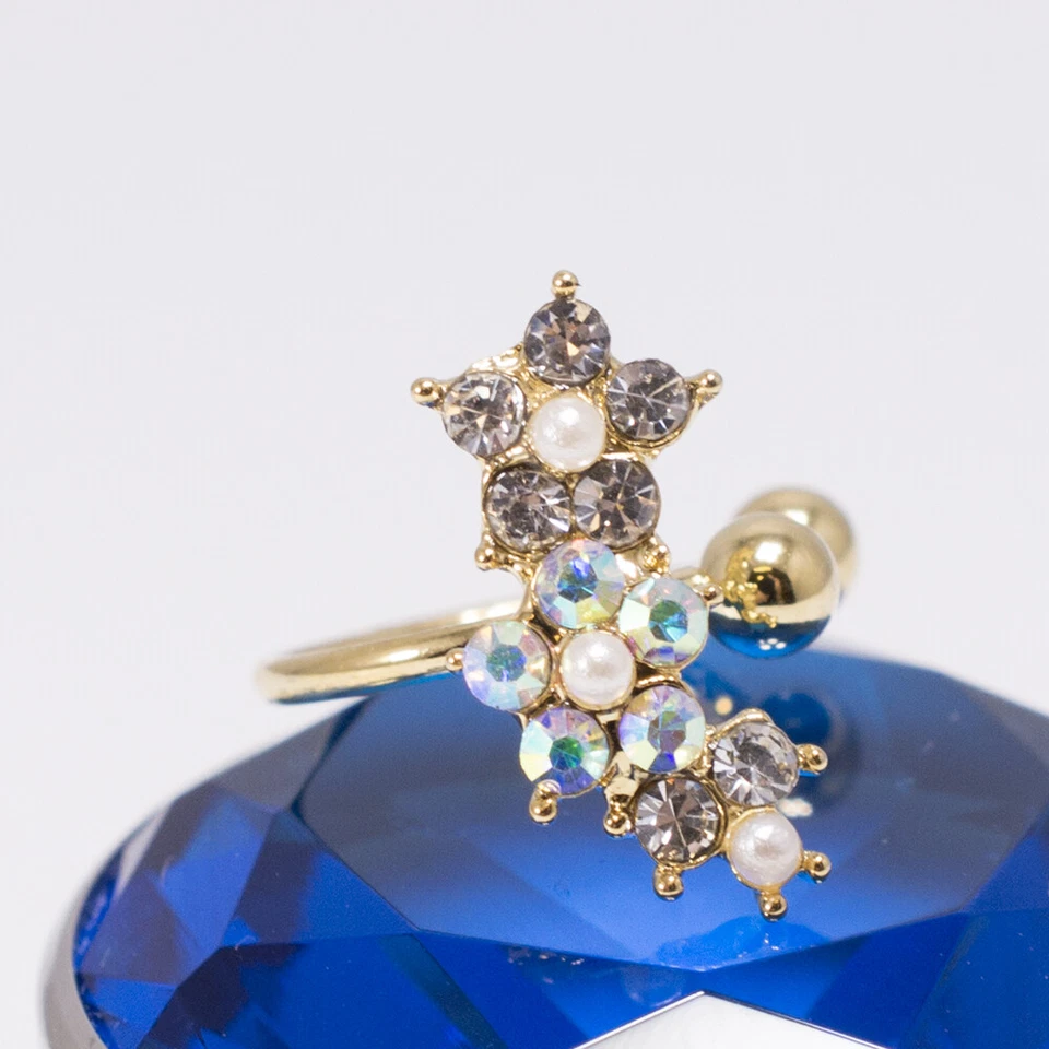 Brazalete de cartílago oreja IP oro flor perla sintética no perforante Foto 4 de 4