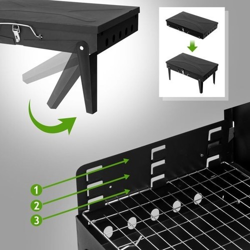 BBQ Barbecue Grill Portable Fold Charcoal Stove Camping Garden Outdoor Case Set - Picture 15 of 19